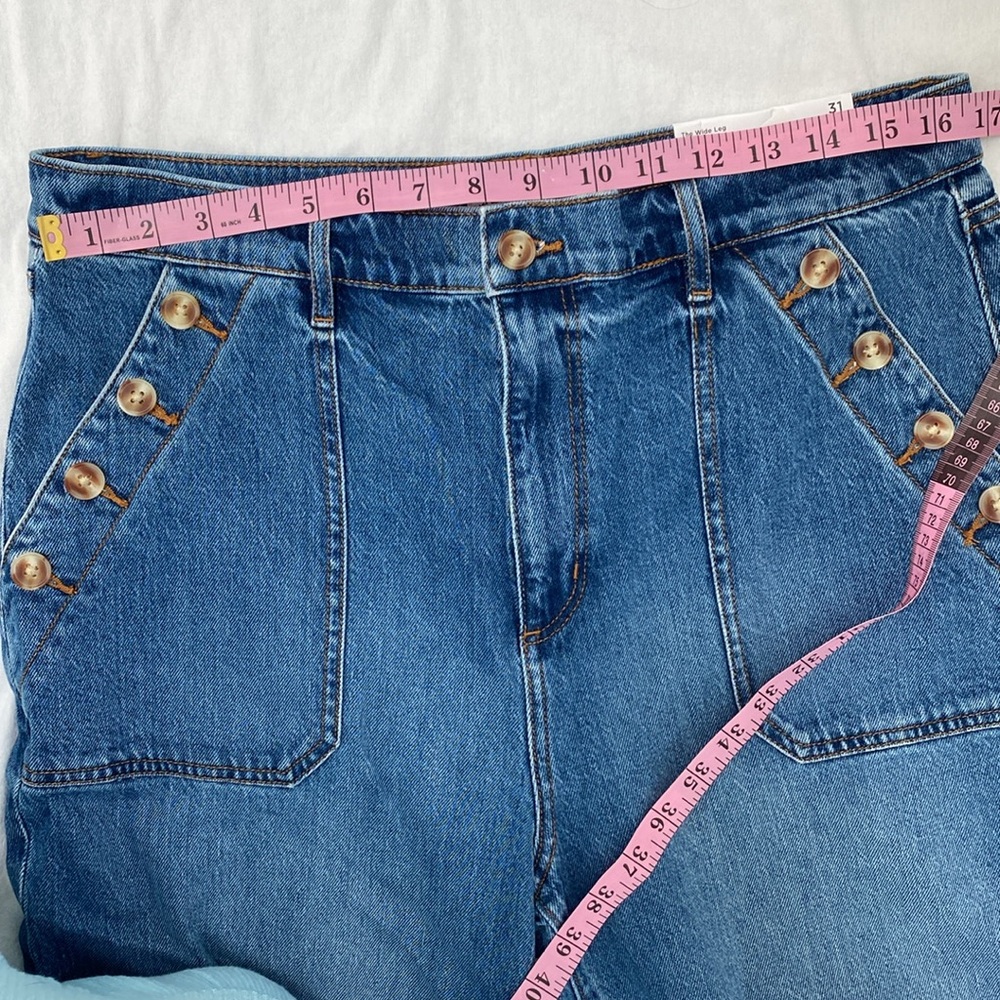 Ann Taylor Loft High Rise Wide Leg Jeans with Sailor motif buttons - Picture 5 of 6